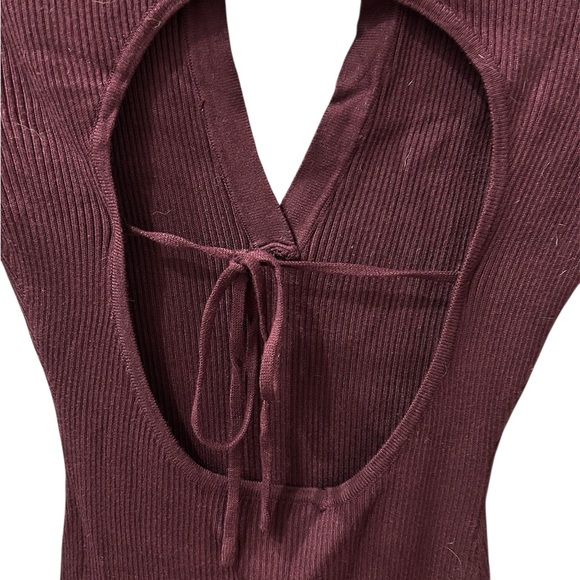 Lulu's Deep Wine Long Sleeve Ribbed Maxi Dress - Picture 3 of 6